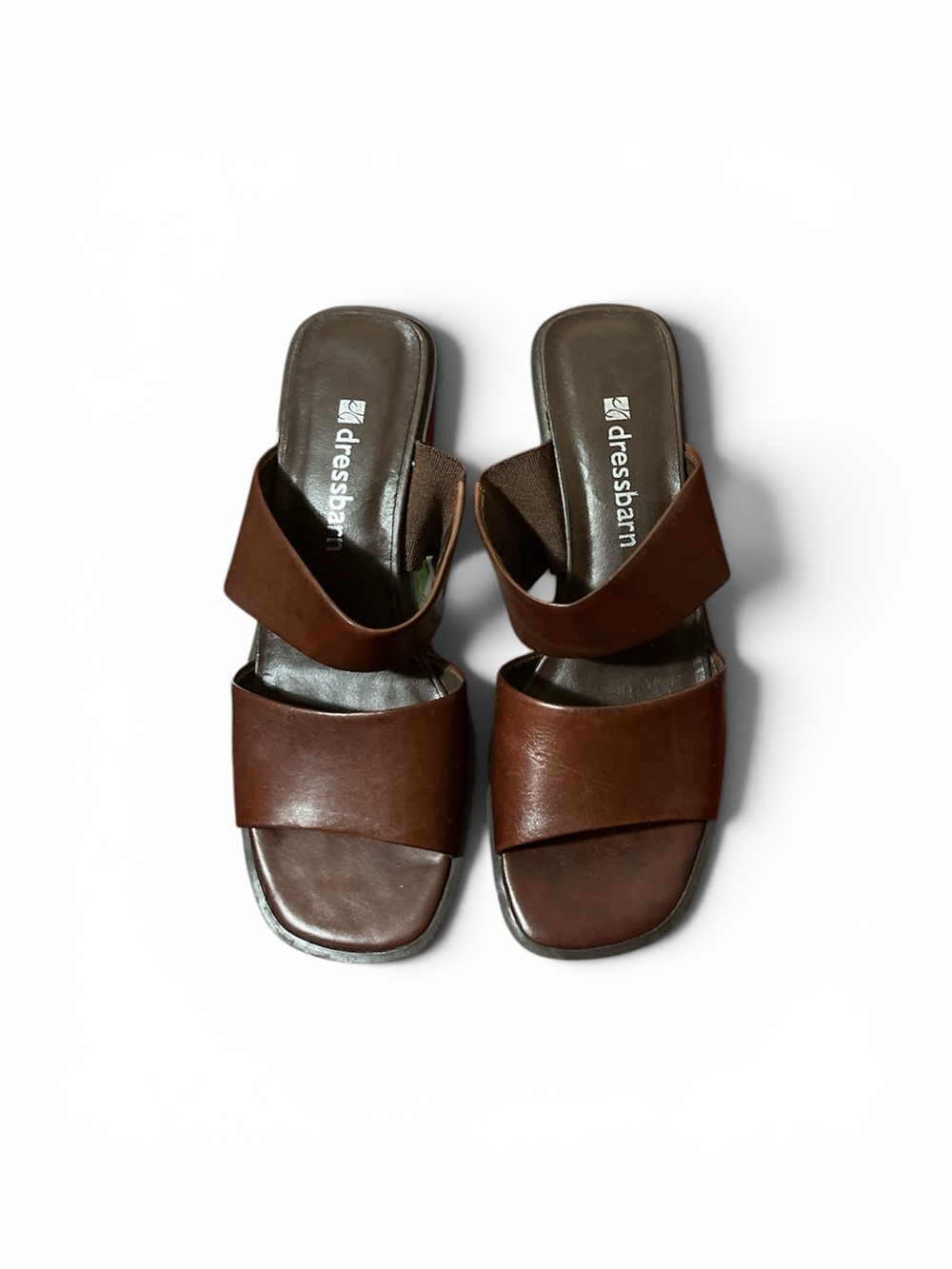 dressbarn Brown Leather Slide Sandals